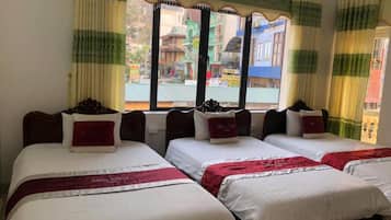 Desk, blackout curtains, free WiFi, bed sheets