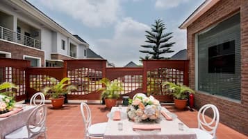 Outdoor banquet area