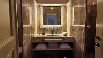 Standard Double Room | Bathroom | Separate bathtub and shower, deep-soaking bathtub, rainfall showerhead