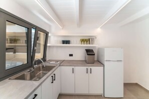 Frigorífico, microondas, horno y placa de cocina