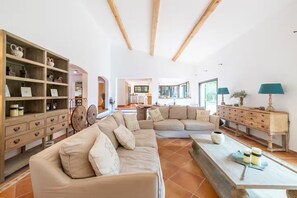 Televisión, chimenea, mesa de ping pong