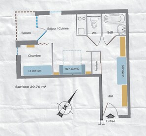 Floor plan - Ecrins National Park, Hautes Alpes, attractive 30m² fully-equipped apartment up for grabs (Saint-Léger-les-Mélèzes)