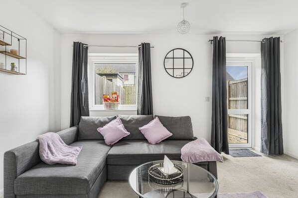 TV, DVD player, books, video library