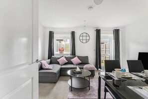 TV, DVD player, books, video library