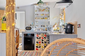 Fridge, microwave, oven, electric kettle