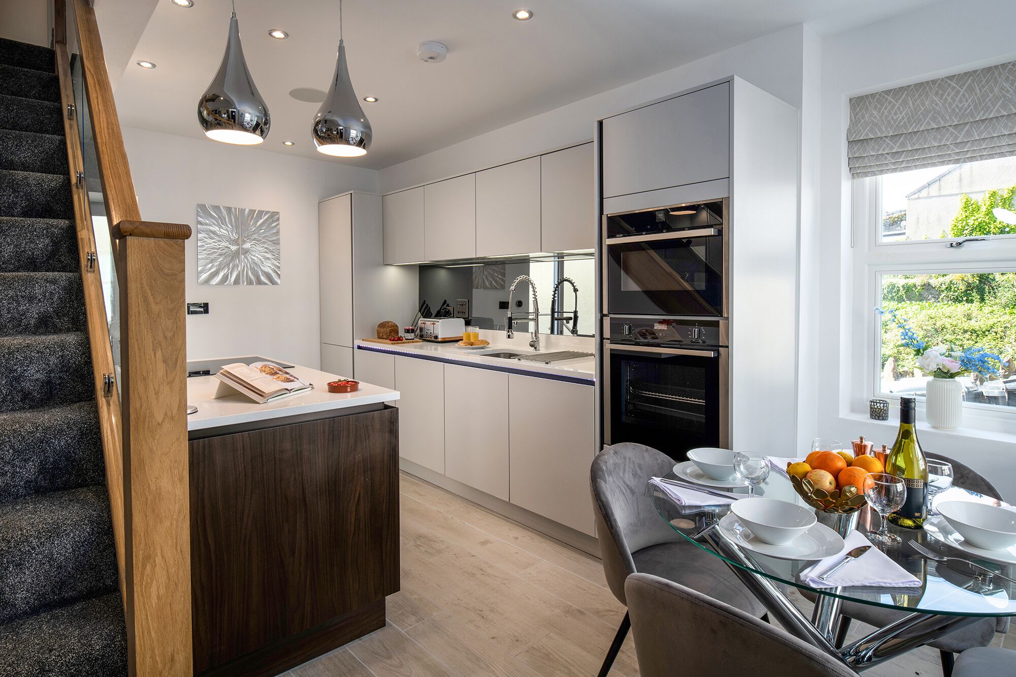 Fridge, dishwasher, electric kettle, toaster