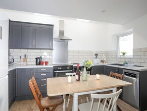 Fridge, dishwasher, electric kettle, toaster