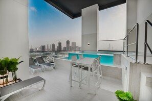 Apartment, 2 Bedrooms, Private Pool | Balcony - Easygo- Lux 2BR / Private Pool JVC Onyx (Dubai)