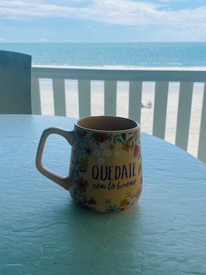 Balcony - 2-bedroom ocean front garden city pier ! Enjoy the waves - linens included ! (Murrells Inlet)