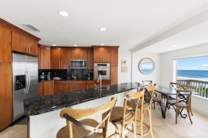 Fridge, microwave, oven, stovetop - Oceanfront Home w/ Two Master Suites, Large Deck (Ponte Vedra Beach)