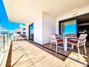 Outdoor dining - South facing balcony with town views (San Javier)