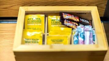 Shower, hair dryer, soap