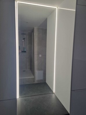 Regadera, secadora de cabello, toallas 