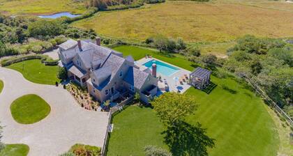 Spacious 6-bedroom luxury villa on edge of Nantucket Nature reserve; full gym.