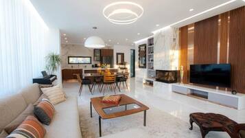 TV, fireplace, offices