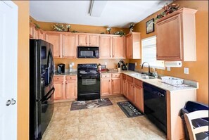 Fridge, microwave, oven, dishwasher