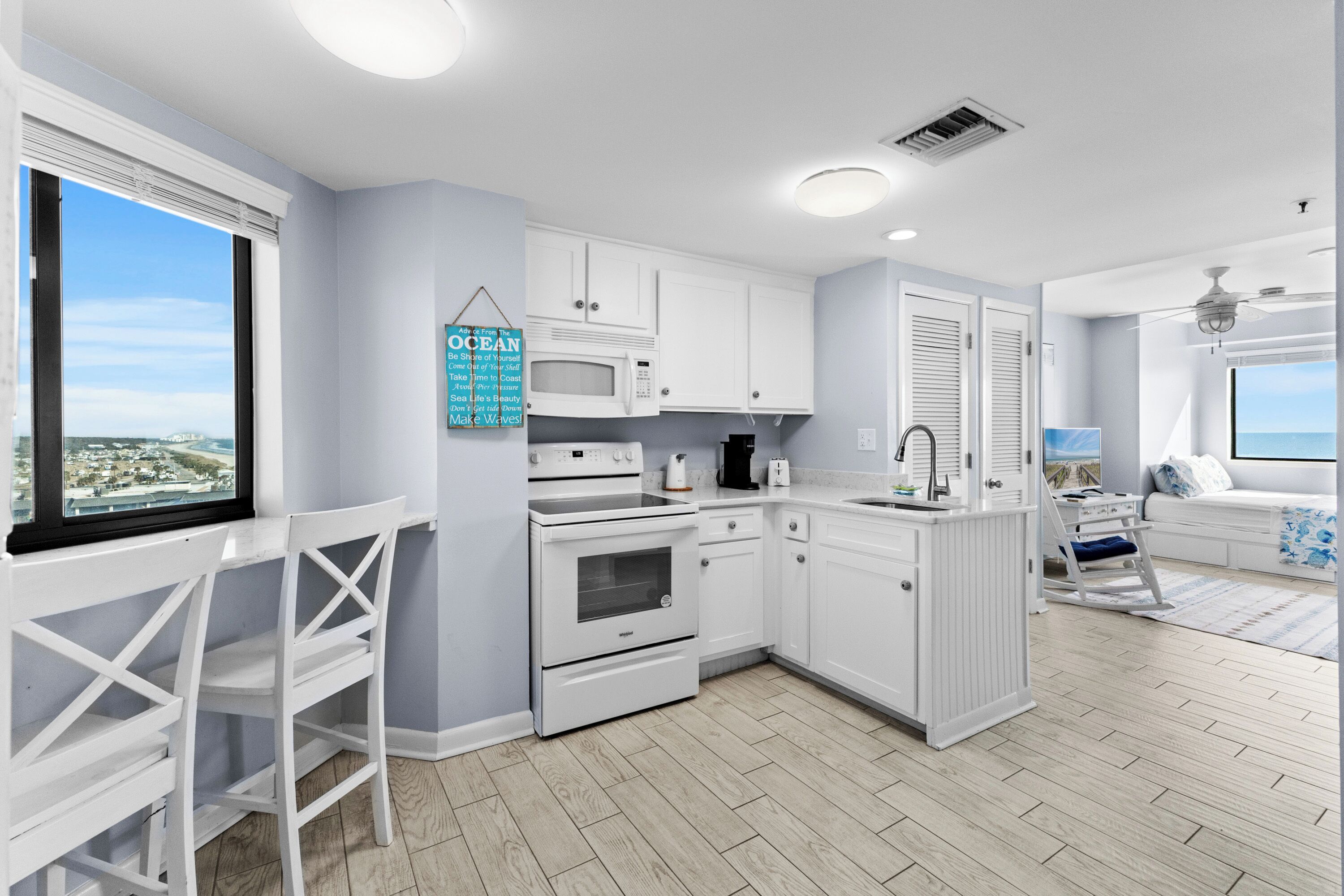 Fridge, microwave, oven, dishwasher