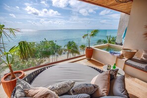 Terrace/patio - Beachfront Luxury Near Tulum, AC, Pool, 3 BR (Tulum)