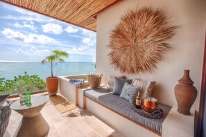 Terrace/patio - Beachfront Luxury Near Tulum, AC, Pool, 3 BR (Tulum)