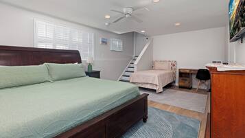 4 habitaciones, tabla de planchar con plancha, wifi y ropa de cama