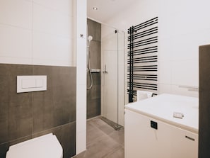 Shower, free toiletries, hair dryer, bathrobes