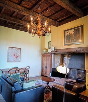 TV, fireplace