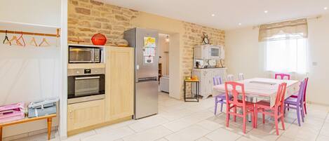 Microwave, oven, dishwasher, high chair