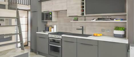 Fridge, oven, stovetop, toaster