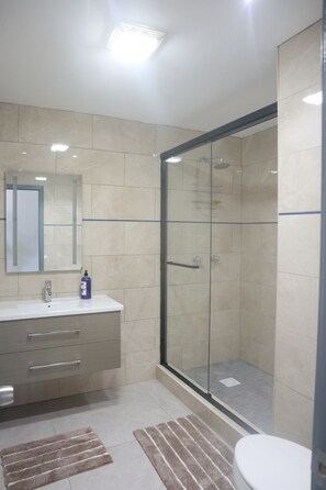 Dusche, Haartrockner, Bidet, Handtücher