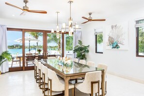 Dining - Beautiful Villa Cena! 6 Bedrooms, Waterfront, Jacuzzi, Gym, Amenities (Providenciales)