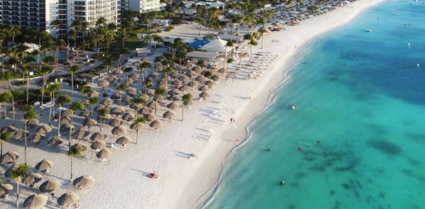 Beach nearby, sun-loungers, beach towels