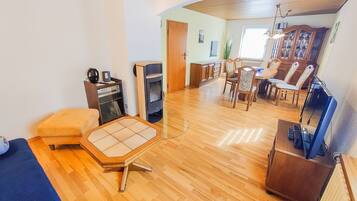 TV, DVD player, stereo