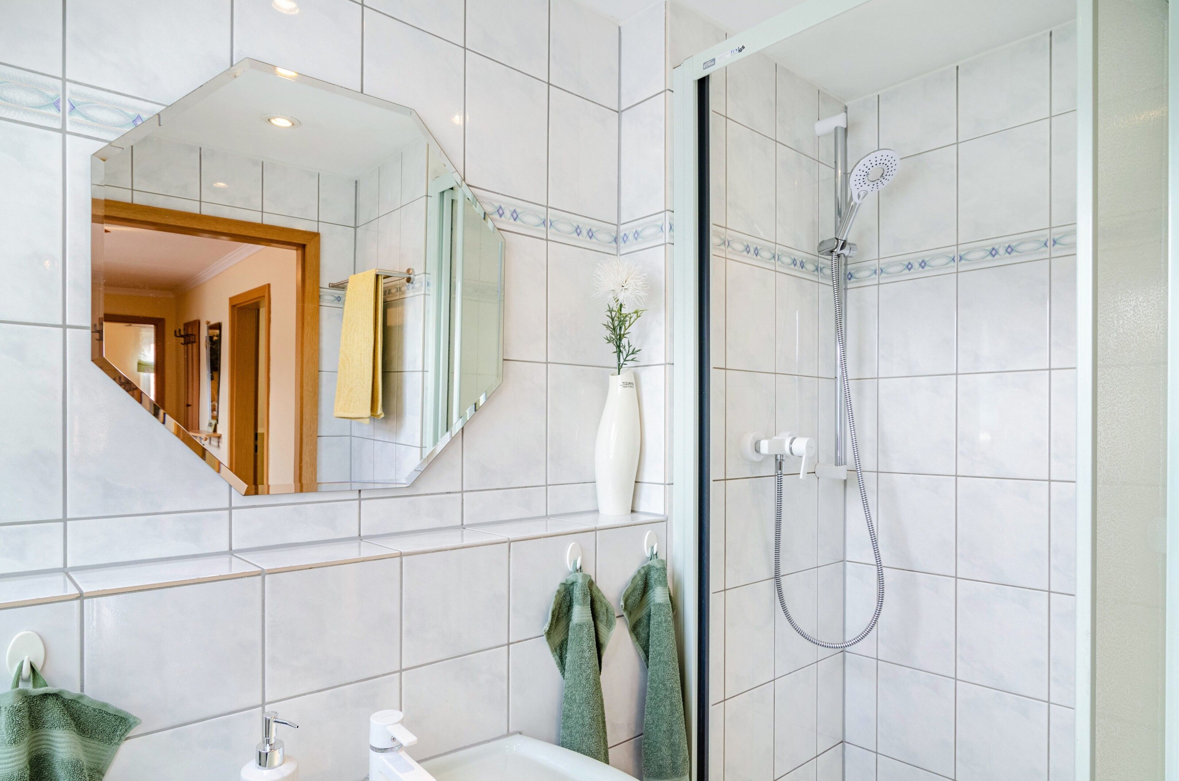 Dusche, Haartrockner, Handtücher
