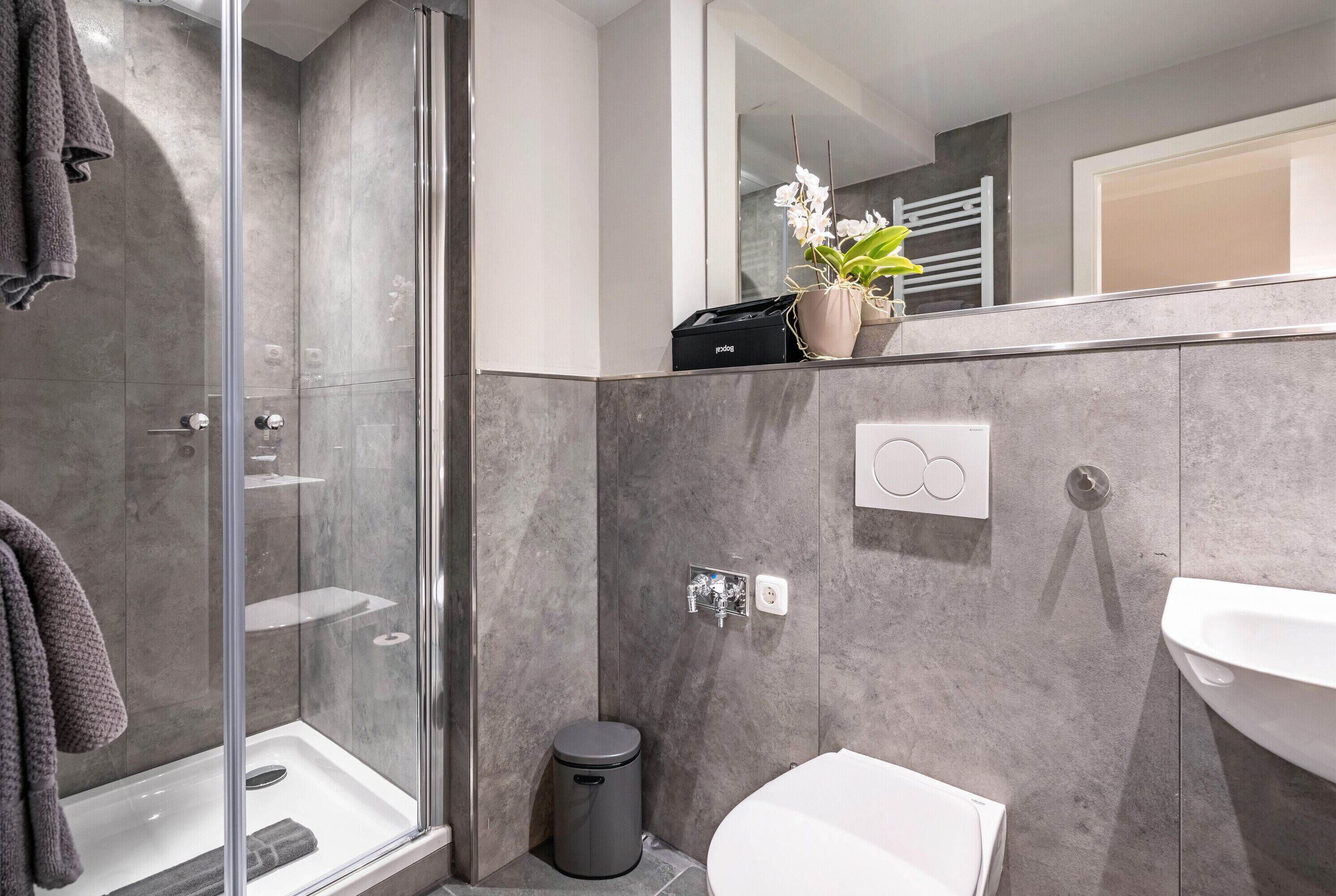 Ducha, secador de pelo, toallas