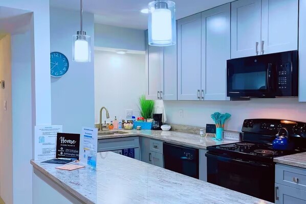 Microwave, oven, stovetop, dishwasher