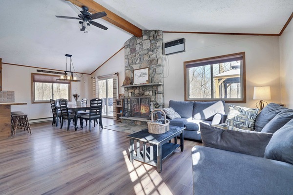 TV, fireplace, offices