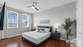 2 bedrooms, desk, iron/ironing board, travel cot