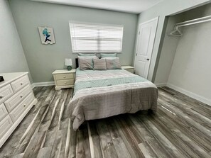 1 bedroom, desk, iron/ironing board, travel cot