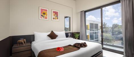 Quarto executivo | 2 quartos, espaço de trabalho para notebook, Wi-Fi de cortesia