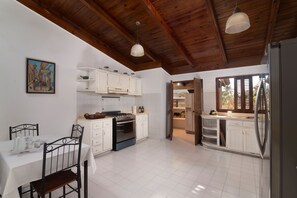 Fridge, oven, stovetop, coffee/tea maker