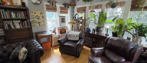 Smart TV, DVD player, books, music library