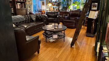 Smart TV, DVD player, books, music library