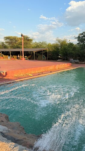 Between Chobe and Zambezi National Park we  have a campground with WiFi, AC