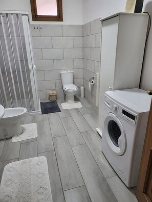 Ducha, secador de pelo y toallas