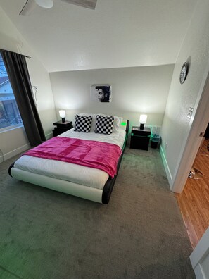 1 bedroom, desk, iron/ironing board, travel cot