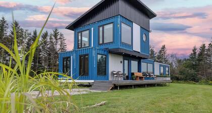 Modern PEI Shipping Container Retreat with Multiple Decks & Stunning Views