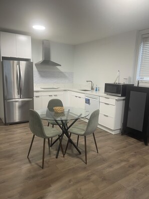 Fridge, microwave, dishwasher, blender