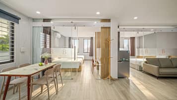 Family Penthouse, 2 Bedrooms, Balcony, City View | Private kitchen | Fridge