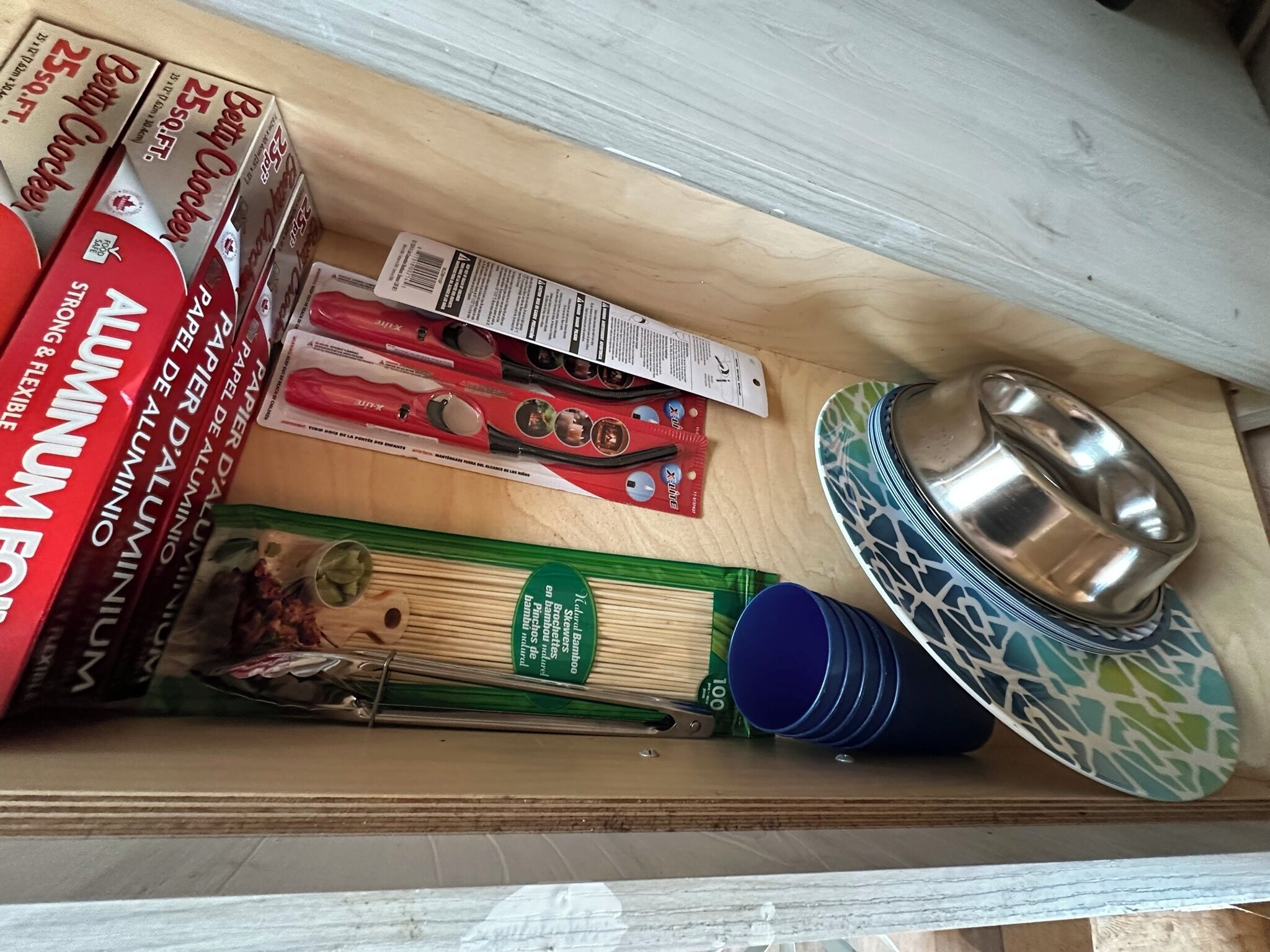 supplies in kitchenette.