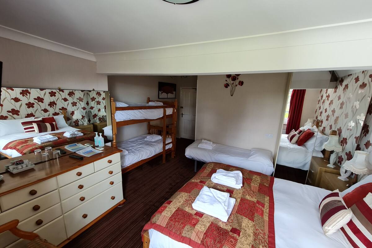 Deluxe Family of 5 Room | Skrivebord, strykejern/-brett, wi-fi (inkludert) og sengetøy